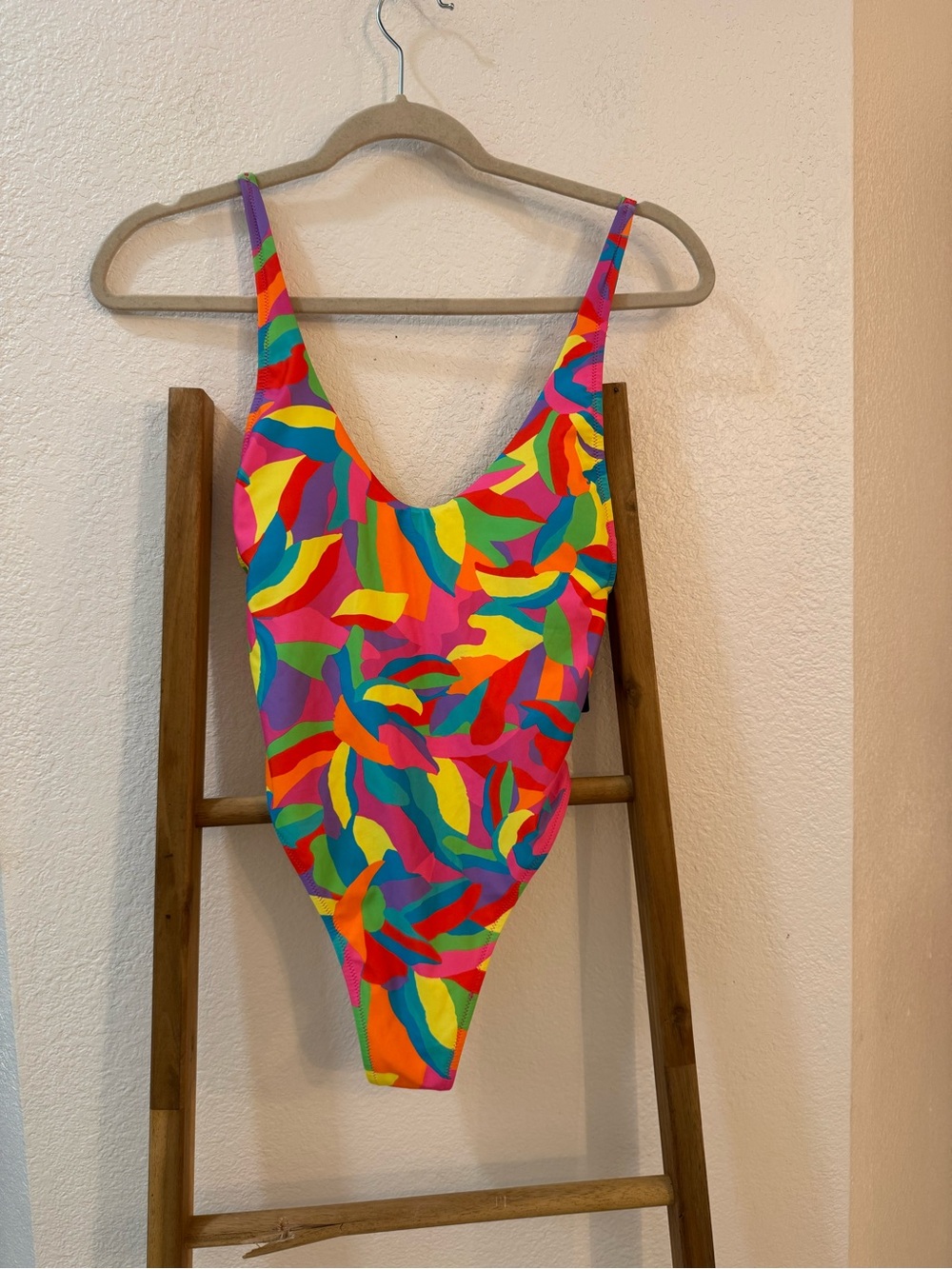 Relleciga Colorful Blocks One-Piece Swim - Bright Multicolor- Thong Back $119